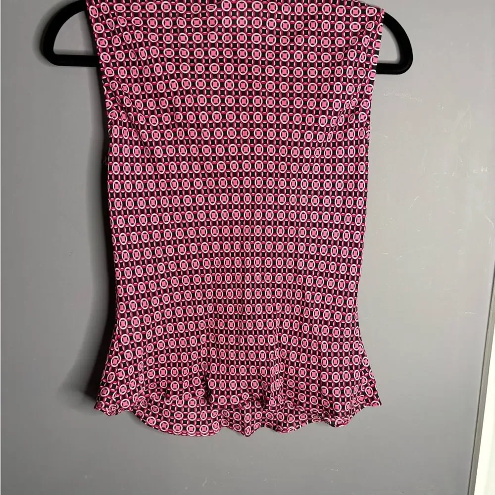 Michael Kors Pink Black Silk Draped Blouse 4